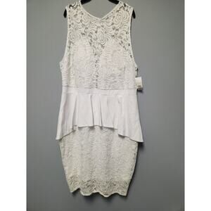 Fashion To Figure Lace Peplum Dress Sleeveless Women's 3 White Bridal Lined NWT